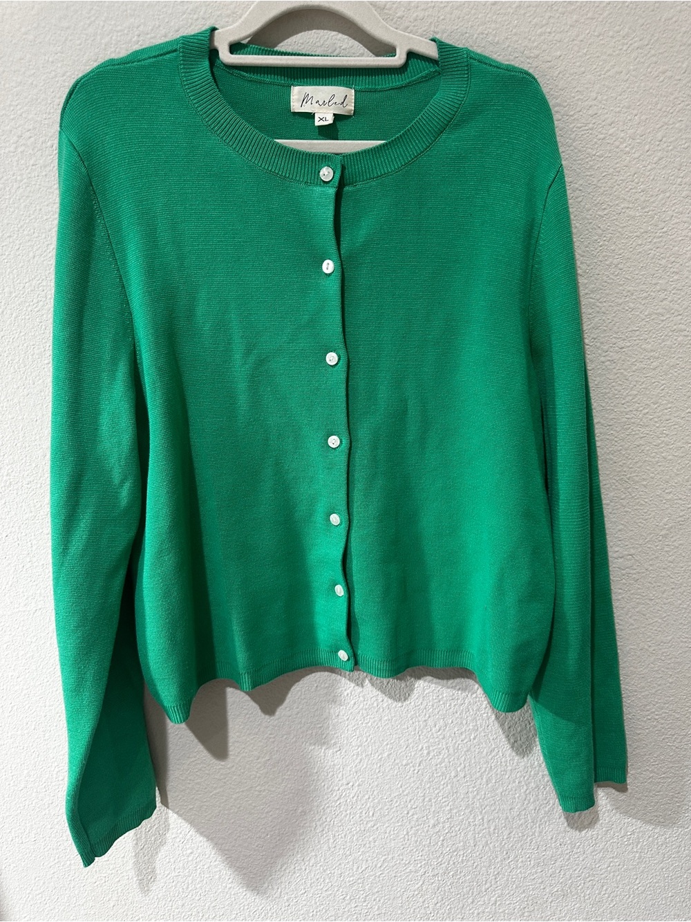 Marled Green Crewneck Button-Down Cardigan